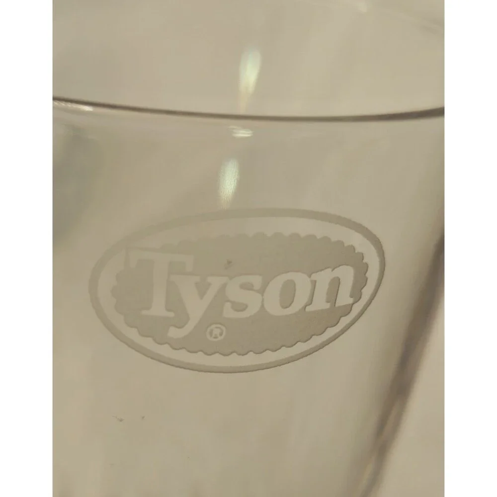 set of 4 TYSON Foods Crystal Glass Highball Glasses chicken arkansas cocktail